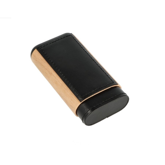 Faro szivartok 3 szivar részére, cédrusfa és fekete valódi bőr kombinációja, Robusto