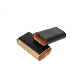 Faro szivartok 3 szivar részére, cédrusfa és fekete valódi bőr kombinációja, Robusto