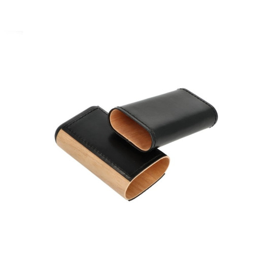 Faro szivartok 3 szivar részére, cédrusfa és fekete valódi bőr kombinációja, Robusto