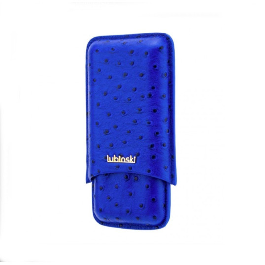 Lubinski bőr szivartok - 3 szál szivar részére - struccbőr mintás - kék színű