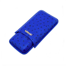 Lubinski bőr szivartok - 3 szál szivar részére - struccbőr mintás - kék színű