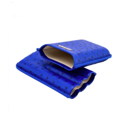 Lubinski bőr szivartok - 3 szál szivar részére - struccbőr mintás - kék színű