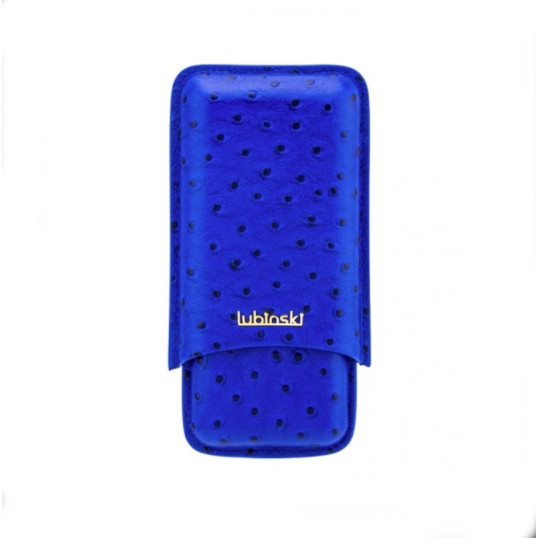 Lubinski bőr szivartok - 3 szál szivar részére - struccbőr mintás - kék színű