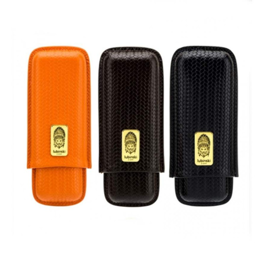 Lubinski bőr szivartok - nyomott mintás - 2 szál szivar részére - sötétbarna