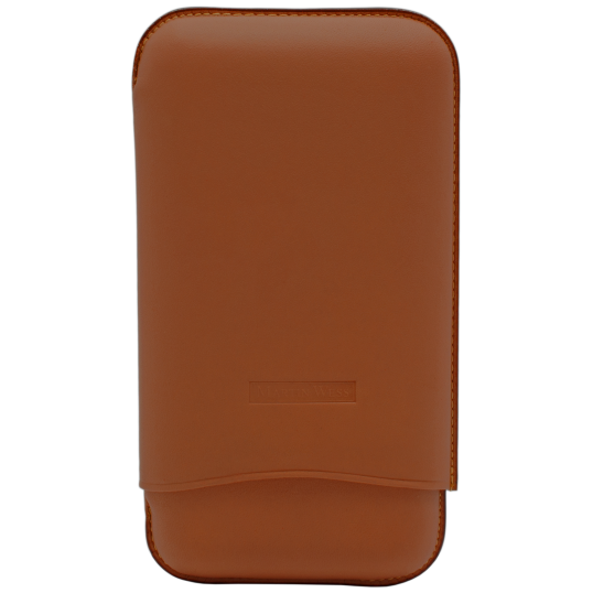 Elegáns Martin Wess szivar tok - 3 szivar részére, világosbarna bőr, Gigantes