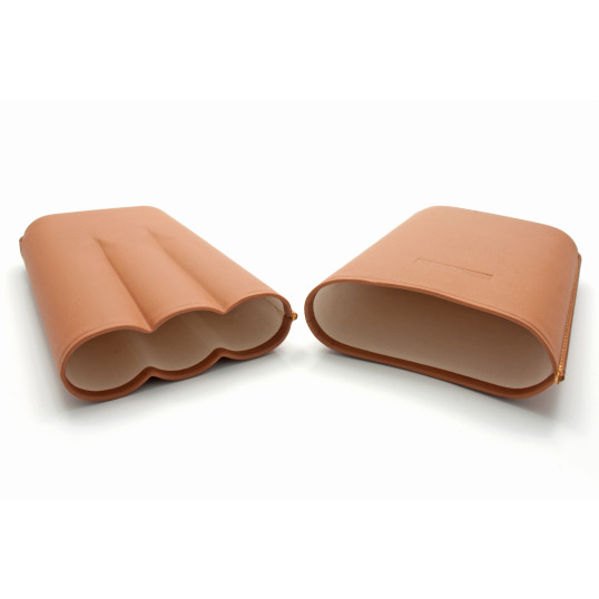 Elegáns Martin Wess szivar tok - 3 szivar részére, világosbarna bőr, Gigantes