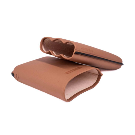 Elegáns Martin Wess szivar tok - 3 szivar részére, világosbarna bőr, Gigantes