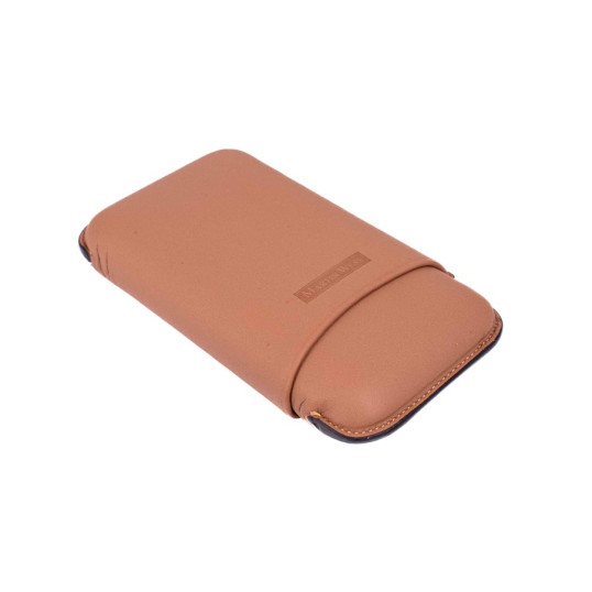 Elegáns Martin Wess szivar tok - 3 szivar részére, világosbarna bőr, Gigantes