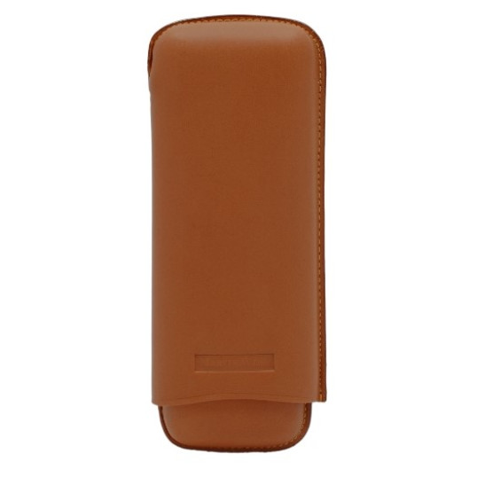 Elegáns Martin Wess szivar tok - 2 szivar részére, világosbarna bőr, Gigante