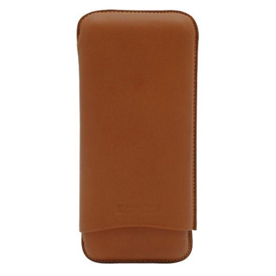 Elegáns Martin Wess szivar tok - 3 szivar részére, világosbarna bőr, Corona - Outlet