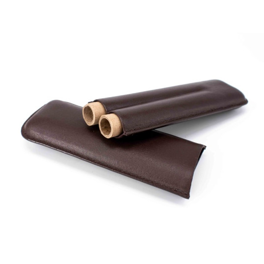 Padonio szivartok - 2 szivar részére, sötétbarna színű bőr, Double Corona szivar mérethez