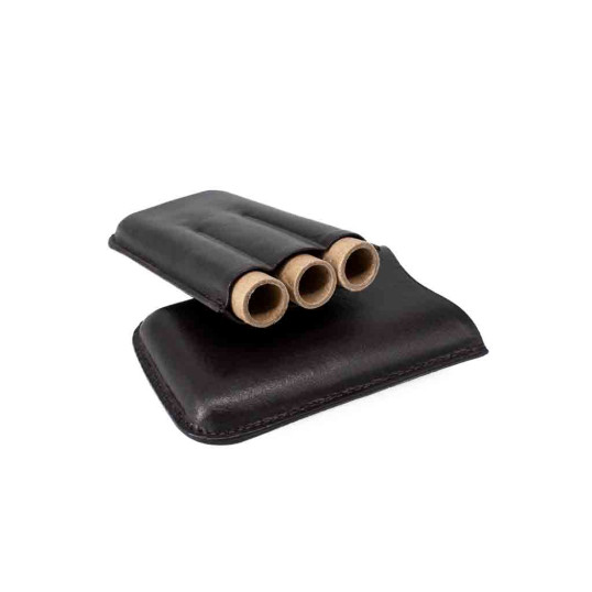 Padonio szivartok - 3 szivar részére, sötétbarna színű bőr, Corona szivar mérethez