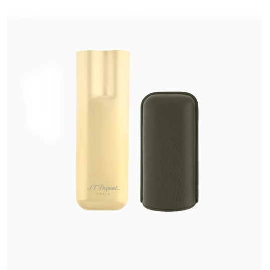 S.T. Dupont Khaki Grained & Gold dupla szivartartó tok 2 szivar részére - S.T. Dupont szivartok - Cigar Universe