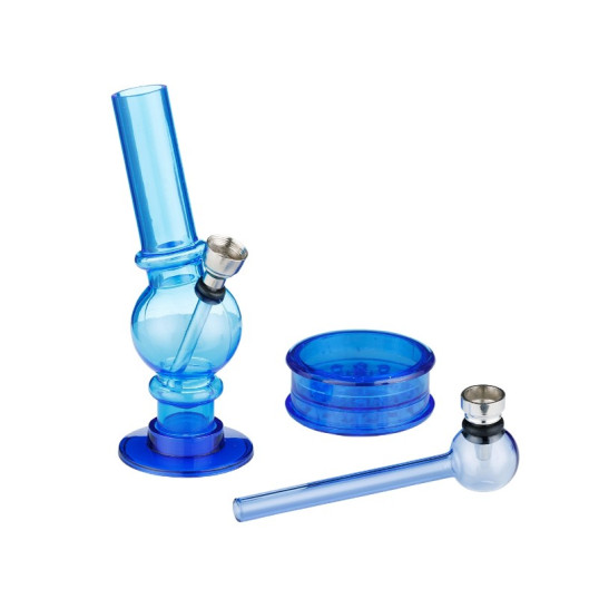 Super Heroes Bong szett dohányörlővel és üvegpipával - Kék színű