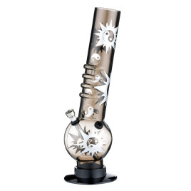 Dreamliner akril bong 32 cm Yin Yang mintával – Ø4,4 cm, fém chillum, rúgólyukas