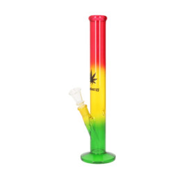 Super Heroes Jamaica színátmenetes üveg bong fekete levél mintával – 35,5 cm, 18 mm