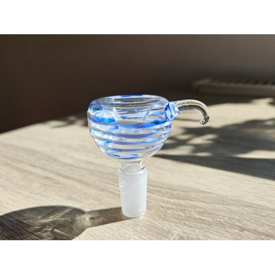 Színes üveg bong fej – kék-fehér mintás