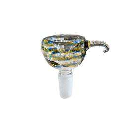 Színes üveg bong fej – kék-sárga mintás