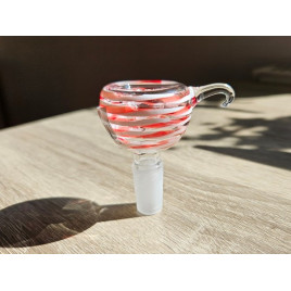 Színes üveg bong fej – piros-fehér mintás