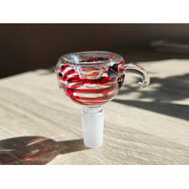 Színes üveg bong fej – piros-fekete mintás