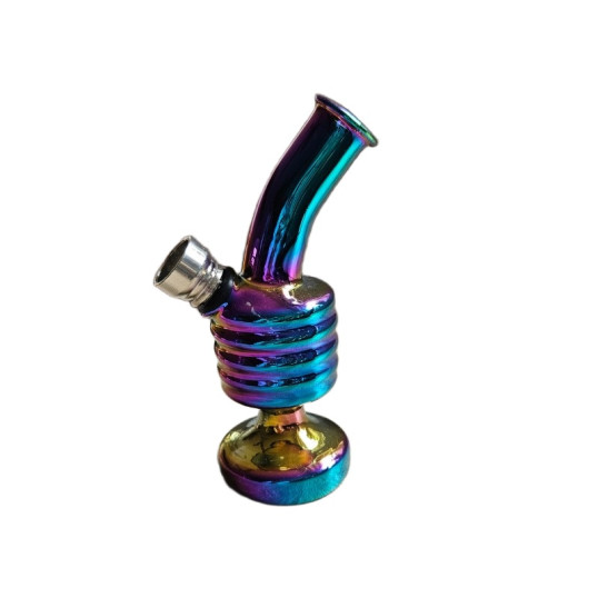 Szivárvány színű mini üveg bong – 12 cm - 4