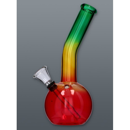 Chillout Smoke Rasta üveg bong hajlított nyakkal 20 cm – színes kivitel