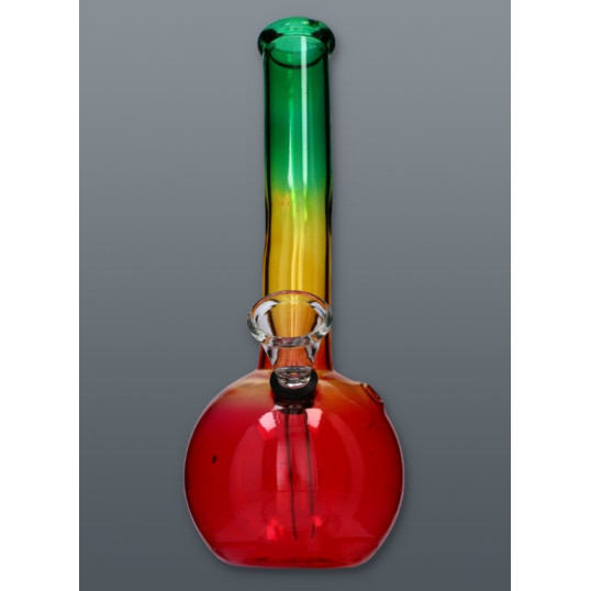 Chillout Smoke Rasta üveg bong hajlított nyakkal 20 cm – színes kivitel