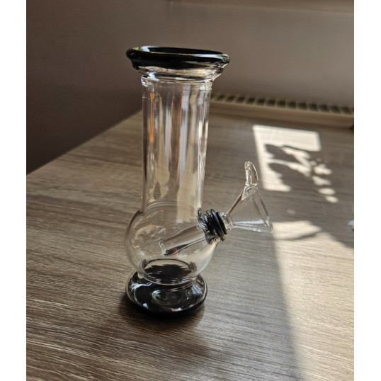 Mini üveg bong – fekete színű, 12 cm
