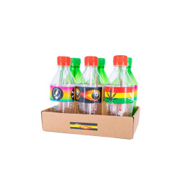 Kisméretű műanyag üdítős palacknak álcázott bong - 2 féle színben, több féle mintával