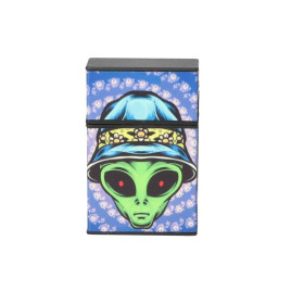 Műanyag cigaretta tárca 20 szál cigarettának - Kék sapkát hordó ufó mintával