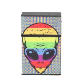 Műanyag cigaretta tárca 20 szál cigarettának - Szivárvány színű ufófej mintával