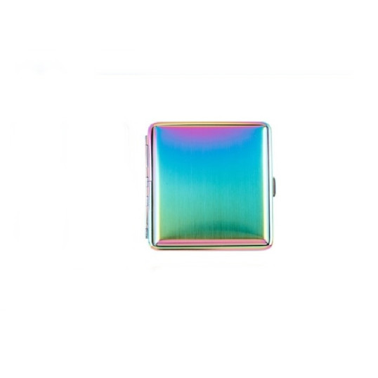 Fém cigarettatartó 20 szál cigarettának – Szivárvány színű, gumipánttal - Egész tálcás kivitel