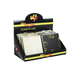 Arany mintás fém cigarettatárca, 20 szál cigarettának - 8 féle mintával - egész doboz 