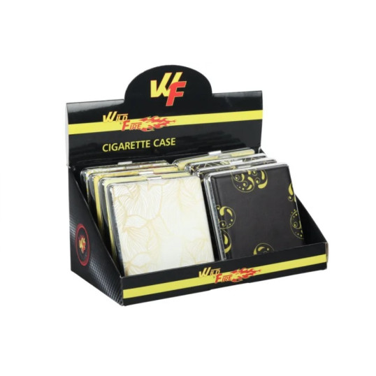 Arany mintás fém cigarettatárca, 20 szál cigarettának - 8 féle mintával - egész doboz 