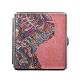 Hímzett virág mintás fém cigarettatárca, 20 szál cigarettának - 4