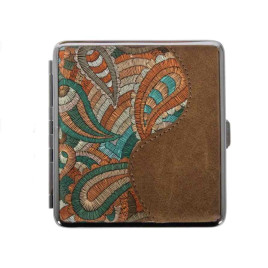 Hímzett virág mintás fém cigarettatárca, 20 szál cigarettának - 1