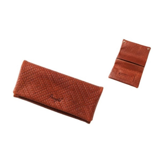 Angelo dohánytárca, barna színű bőrből - fonott hatású