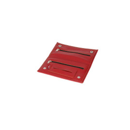 Angelo finomvágású dohánytartó tárca piros, kívül patentkapcsokkal, műanyag béléssel, 3 cipzárral