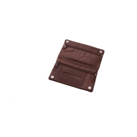 Angelo finomvágású bőr dohánytartó tárca barna, kívül patentkapcsokkal, 2 cipzárral, zsebbel
