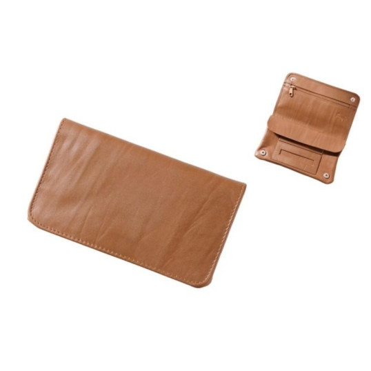 Angelo márkájú, bőr dohánytárca, zippzáras belső zsebbel - barna színű