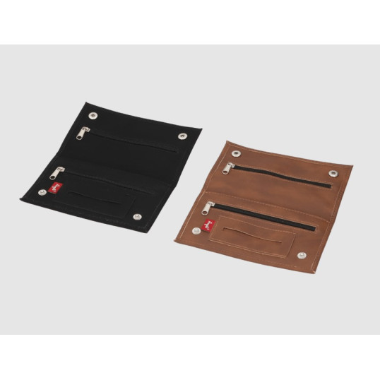 Angelo finomvágású dohánytartó tárca, kívül patentkapcsokkal, 3 cipzárral és 1 zsebbel, 2 szín, egész tálca