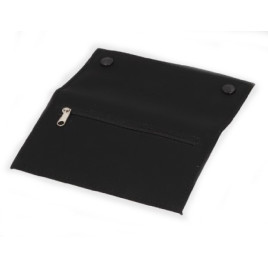 Angelo finomvágású dohánytartó tárca fekete, kívül patentkapcsokkal, 3 cipzárral és 1 zsebbel