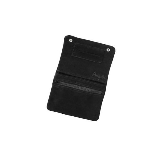 Angelo márkájú,fekete színű, velúr bőr dohánytárca - 2 patenttal zárható