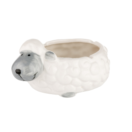 Fehér bárányt ábrázoló kerámia hamutartó - fehér és ezüst színű