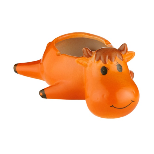 Tehenet ábrázoló kerámia hamutartó - narancssárga színű