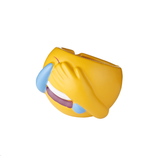 Emoji kerámia hamutartó - sárga színű sírva nevető smiley minta