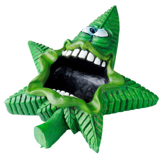 Zöld cannabis levél formájú tengeri csillag alakú polirezin és kerámia hamutartó