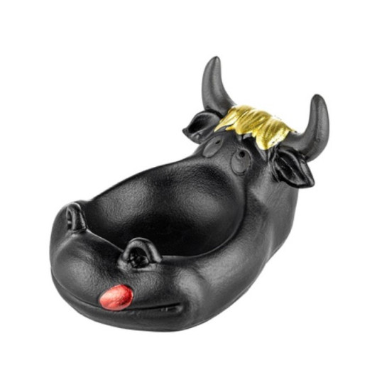 Angelo márkájú, kerámia hamutartó -  fekete, tehén-fej alakú