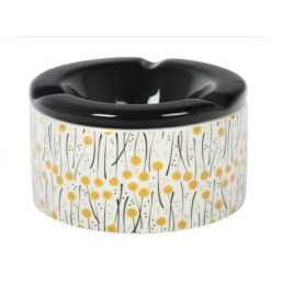 Padonio virág mintás kerámia hamutartó - fekete -1