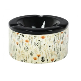 Padonio virág mintás kerámia hamutartó - fekete -2